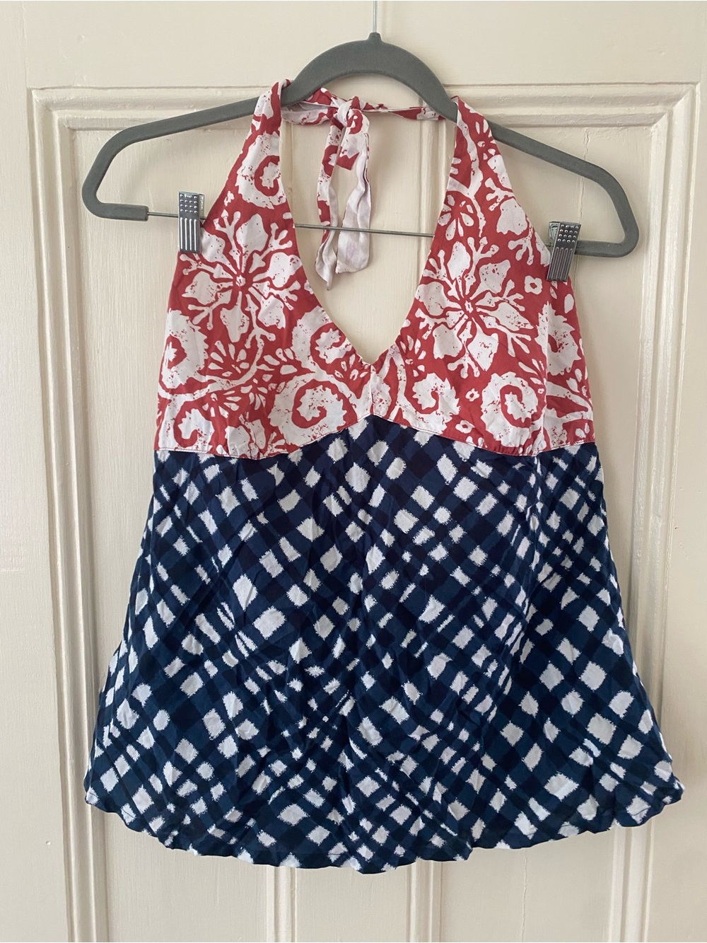Vintage Old Navy Red & Navy Halter Tank Top